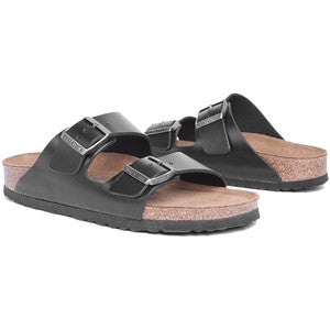 Birkenstock Arizona Black Leather Narrow Footbed Sandals (Women) – and Love