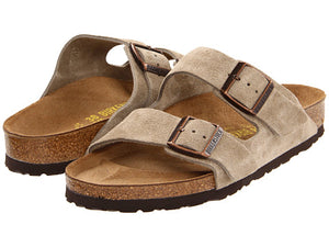 eksekverbar ukuelige udstødning Birkenstock Arizona Taupe Suede Soft Footbed Sandal (Women) – Cook and Love  Shoes