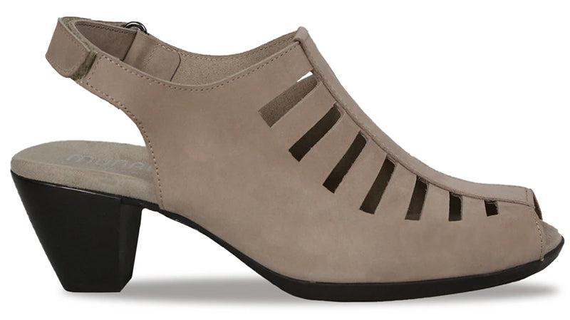 The Munro American Abby is a slingback pump great for many occasions.   Featured here in taupe.