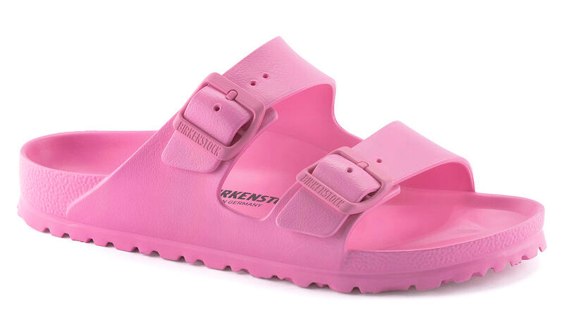 Relax and slip into the comfort that is the Birkenstock Arizona, your feet will thank you! Slip into the water friendly pink Arizona EVA version which features superb arch support, supportive heel cup and two adjustable straps.  