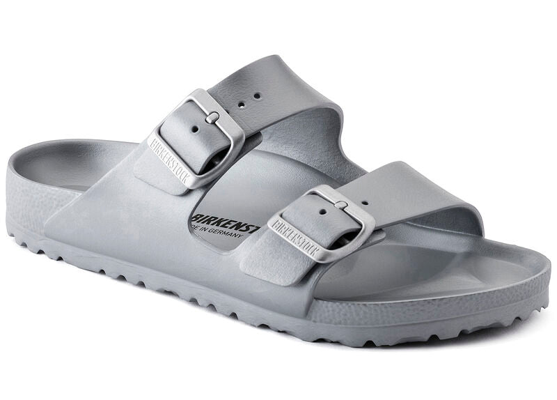 Relax and slip into the comfort that is the Birkenstock Arizona, your feet will thank you! Slip into the water friendly silver Arizona EVA version which features superb arch support, supportive heel cup and two adjustable straps.  