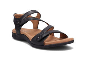 Big Time has arrived just in time. Features adjustable hook and loop closure and soft support insole with amazing arch support. These sandals will provide big time support. Heel height is approximately .75 inch.
