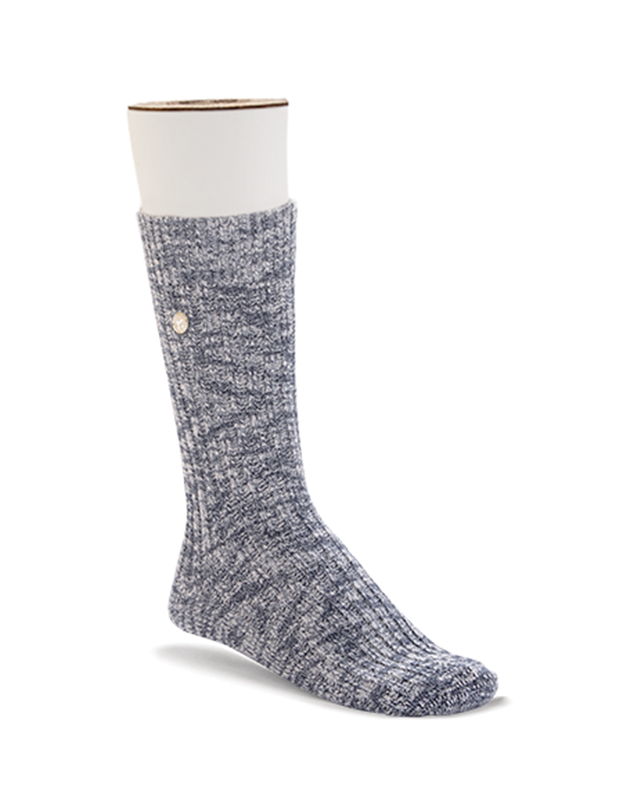 This casual blue/grey cotton sock is the height of fashion thanks to its design- and boasts a high level of soft, skin-friendly cotton.  The fit is enhance by the pliant cuff and flat toe option.  The reinforced heel and toe sections offer lasting comfort by boosting durability and providing the feet with the ultimate protection. 