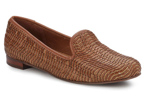 Foster by Walking Cradles is an effortlessly chic slip-on flat.  Designed in beautiful brown woven leather with Tiny Cushions insole to provide extra comfort.  Heel height is approximately 1/2 inch.
