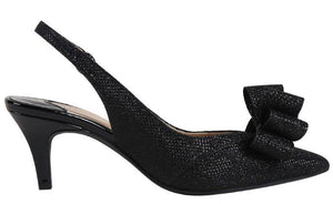 A delightful bow and slingback strap punctuate the Gabino pump with effortless sophistication.  Features an adjustable strap with buckle closure.  Heel height is approximately 2.25 inches.