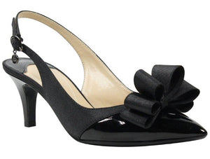 A delightful bow and slingback strap punctuate the Gabino pump with effortless sophistication.  Features an adjustable strap with buckle closure.  Heel height is approximately 2.25 inches.