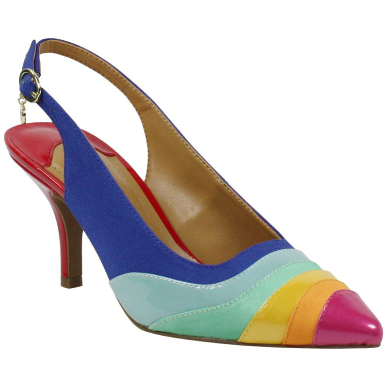 The Harra is a sophisticated and fun slingback pump with a spray of colors.  Versatile style to update your wardrobe from jeans to evening.  Features a memory foam insole for added comfort and an adjustable buckle.  Heel height is approximately 2.75 inches.