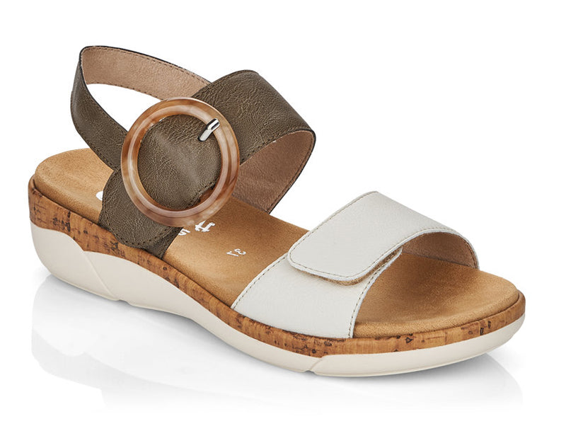 The Jocelyn by Rieker is a fun strappy sandal and part of the Remonte collection. A low, lightweight sandal with a velvety molded footbed features dual adjustable straps for easy comfort and style.  Heel height is approximately 2 inches.