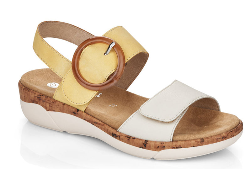 The Jocelyn by Rieker is a fun strappy sandal and part of the Remonte collection. A low, lightweight sandal with a velvety molded footbed features dual adjustable straps for easy comfort and style.  Heel height is approximately 2 inches.