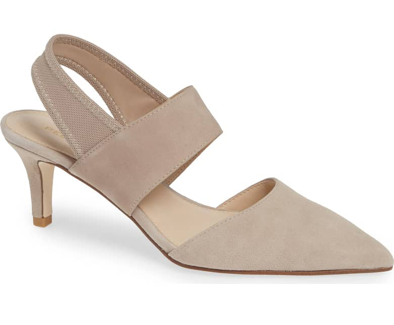 The Keys by Pelle Moda is a contemporary low-heel dress sandal with a squared off top-line.   The ankle strap features an adjustable oversized buckle.  Heel height is approximately 2.25 inches.