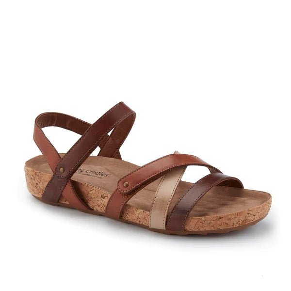 Poolside or anywhere else, the Pool is a perfect summer sandal! This strappy sandal gets its perfect fit from hidden hook and loop closures. Beautiful leathers and small nail heads create a lovely summer silhouette.  Heel height 1.25 inches.
