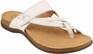 The Perfect by Taos® Footwear is a beautifully crafted and truly versatile sandal that can be worn any time, any place. Easy slide on/off with single hook-and-loop adjustable strap across arch for enhanced fit. A premium leather toe loop style thong sandal with strappy upper design. Constructed with lightweight cork-latex midsoles and soft padded and lined in luxurious suede footbed. Heel height is approximately 1 inch