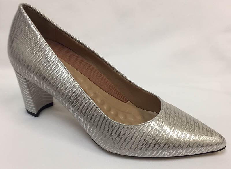 The Samantha is the heel you have been looking for.  Designed with gorgeous cashmere leather this heel makes a true style statement.   Constructed with the Tiny Pillows construction for comfort and a rubber outsole.  Heel height is approximately 2.5 inches.
