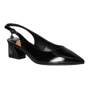 Feel chic and sophisticated with this special sling-back pump wrapped in pearlized patent with a gorgeous metal embossed heel.  Be extraordinary day or night in anything from denim to dress.  Features a memory foam insole for added cushion and comfort.  Heel height is approximately 1.5 inches.