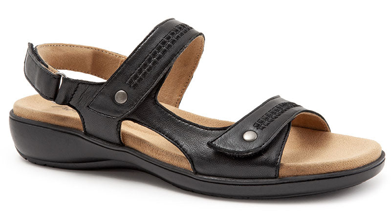 Trotters Venice sandal updated top stitching adjustable straps to fit your foot perfectly and a memory foam cushioned and contoured footbed with arch support.  Heel height is approximately 1.25 inches.