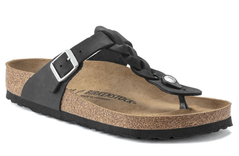 The Gizeh - a modern thong sandal from BIRKENSTOCK. The Gizeh is a proven classic with signature support and a refined, minimalist style. Shown in braided oil leather.