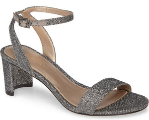 The Moira 2 by Pelle Moda is an evening sandal with variegated crystals that really adds glamour.   The ankle strap features an adjustable buckle.  Heel height is approximately 2.50 inches.