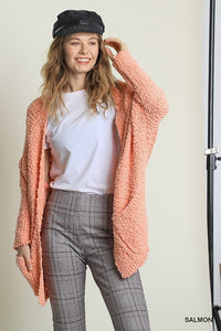 Open front over sized cardigan with pockets.