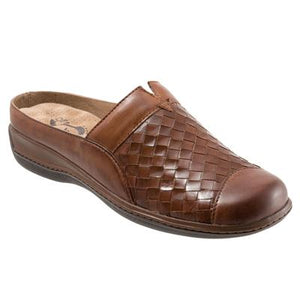 The San Marcos is a woven leather slip-on, featuring a patented eggcrate footbed that cushions every step.  This clog has a suede leather footbed lining and lightweight sole.  Heel height is approximately 1.5 inches. 
