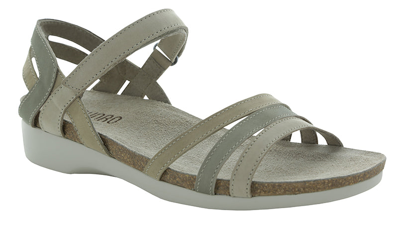 Munro's cork footbeds offer incredible comfort and Summer is a new addition.  This multi colored sandal feaures hook and loop instep strap, a moisture wicking lining and an ExtraLight EVA outsole.  The sustainable cork footbed is covered with a suede sock. Heel height is approximately 1.25 inches.